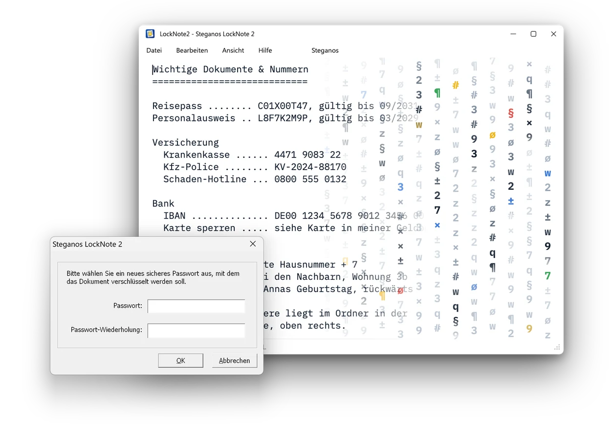 Steganos LockNote 2: Texte verschlüsseln